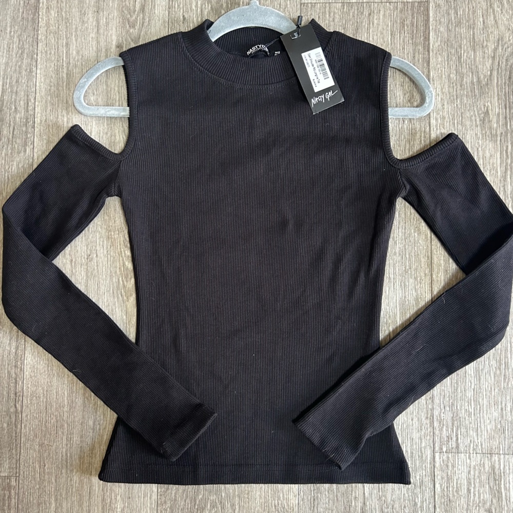 Nasty Gal fold shoulder long sleeve top